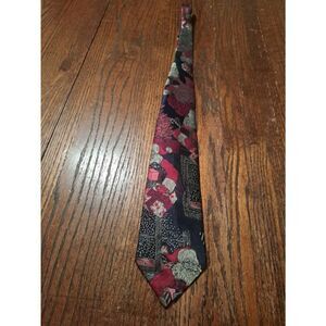 Camden Court Christmas Holiday Santa Neck Tie Black Silver Red